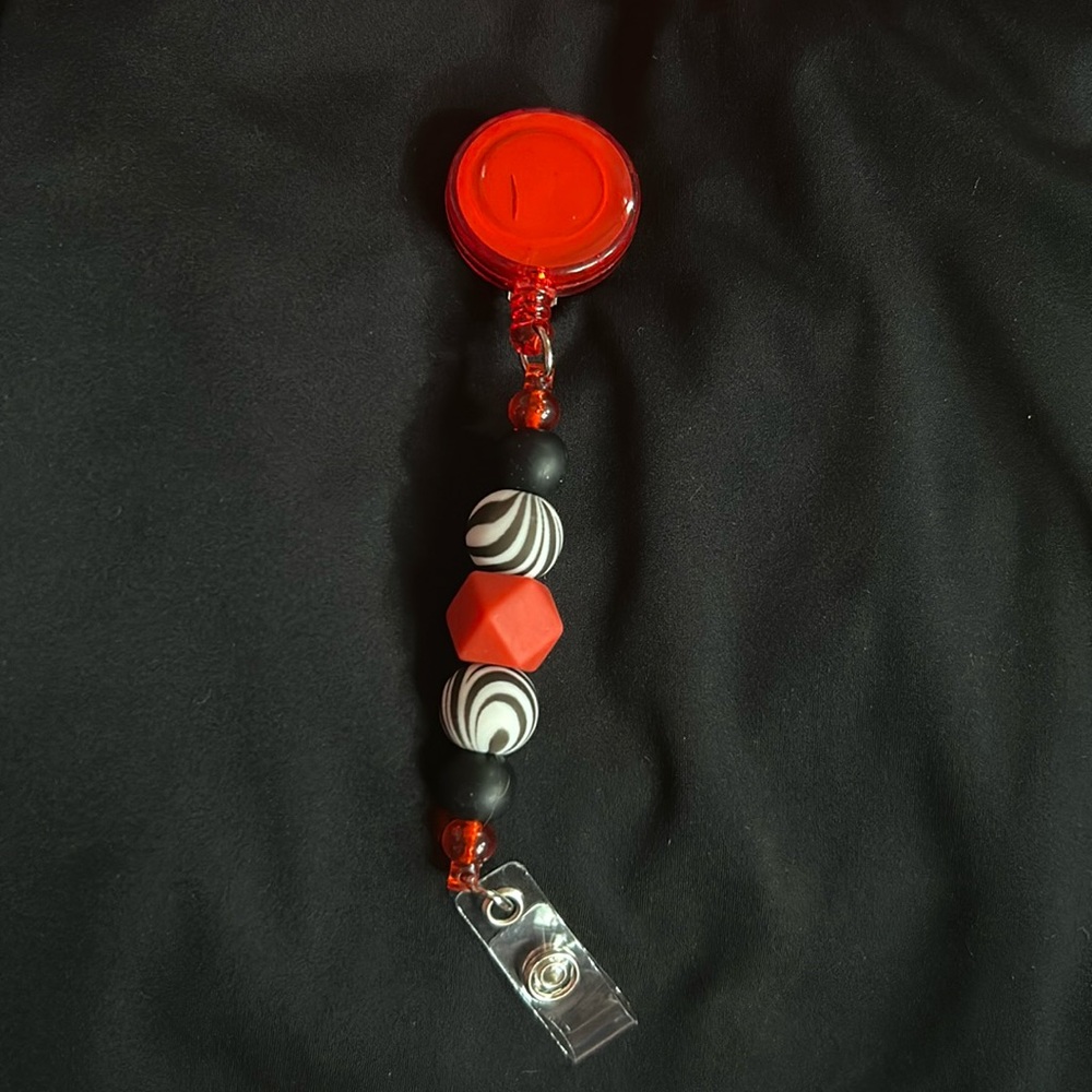 Handmade red lanyard keychain